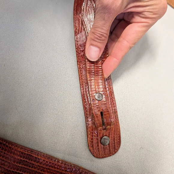 Vintage Justin Boots Genuine Lizard Brown Leather Belt